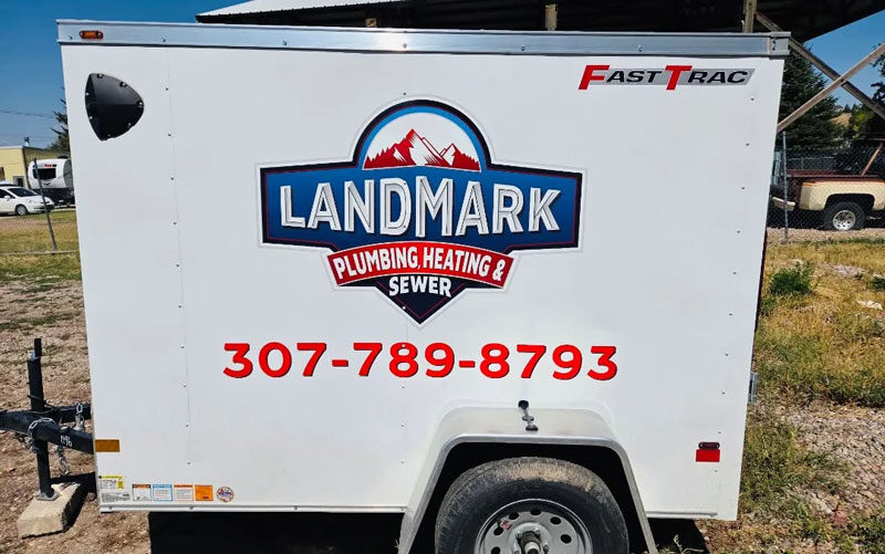 Landmark Plumbing, Heating & Sewer work trailer